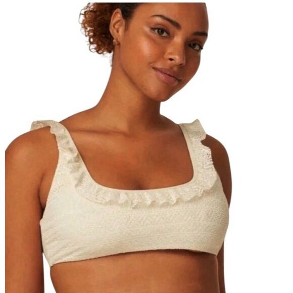 Andie Women's S The Hydra Swim Top Crochet Vanilla Ruffle NWT 9571 - Picture 1 of 15